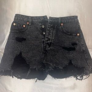 Black ripped jean shorts